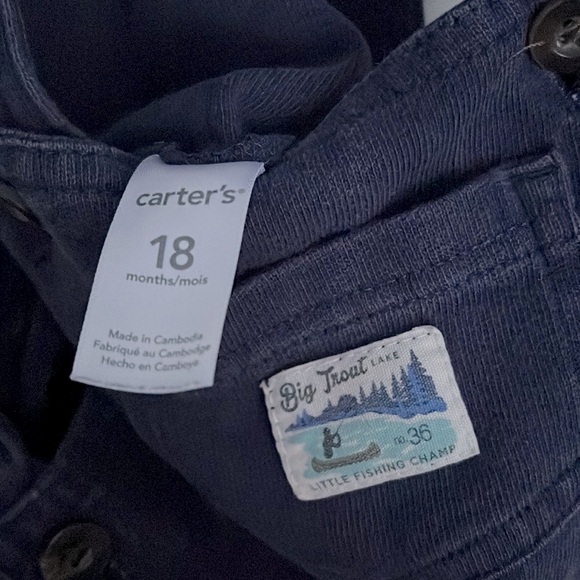 Carter’s Big Trout Sweat Jersey Overalls - Picture 2 of 2